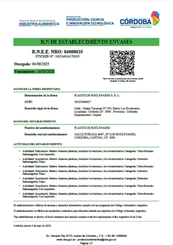 Certificado de Inscripción Nacional RNEE